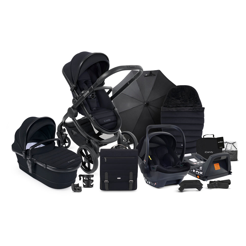 iCandy Peach 7 Travel System Bundle with Cocoon i-Size Car Seat & Base - Black Edition