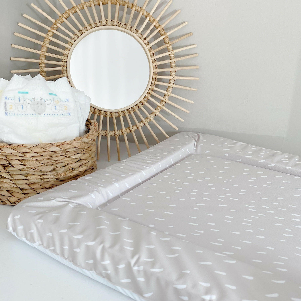 Standard Changing Mat - Greige Dash Neutral Print