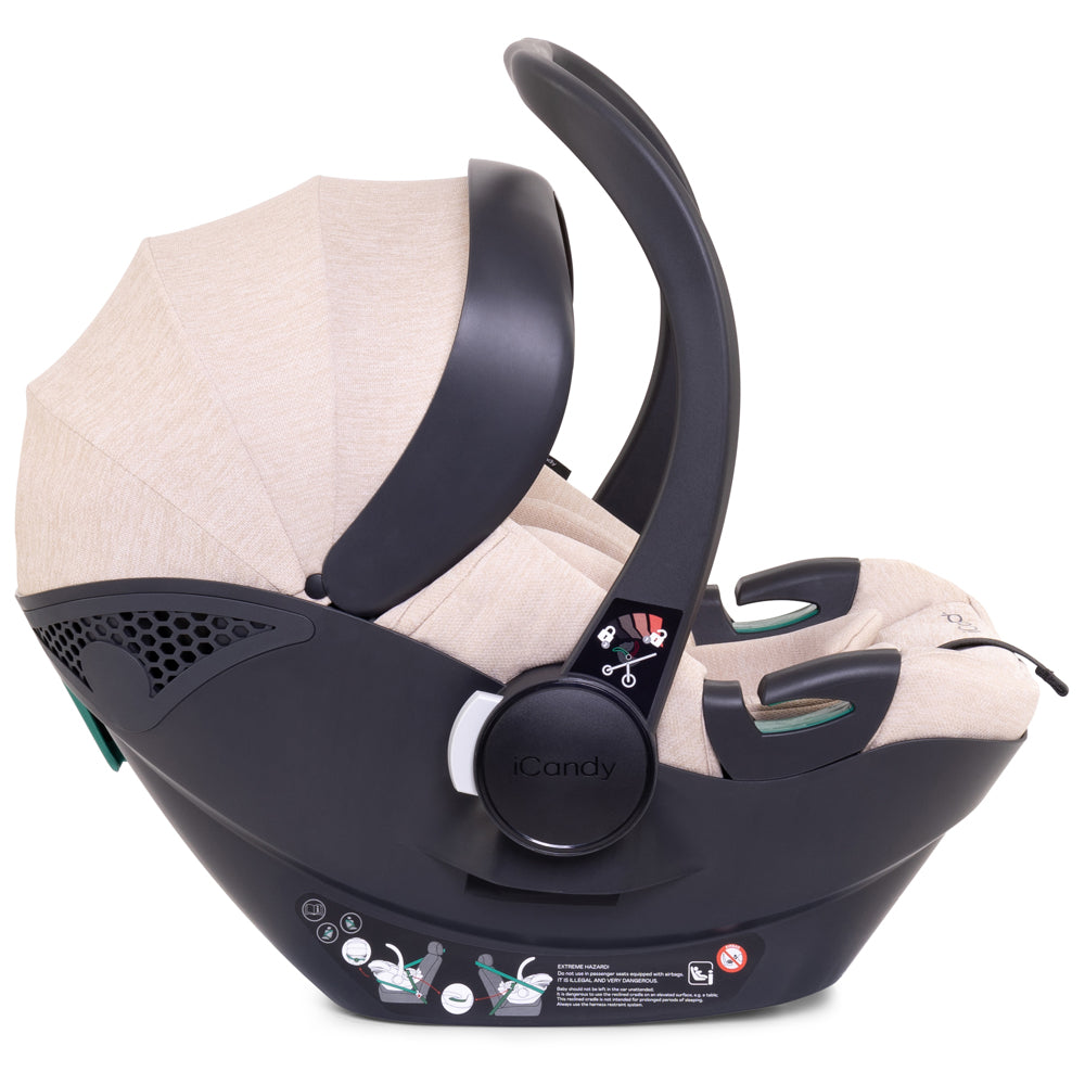 iCandy Peach 7 Twin Pushchair Travel System Bundle with Cocoon iSize Car Seat & Base - Biscotti