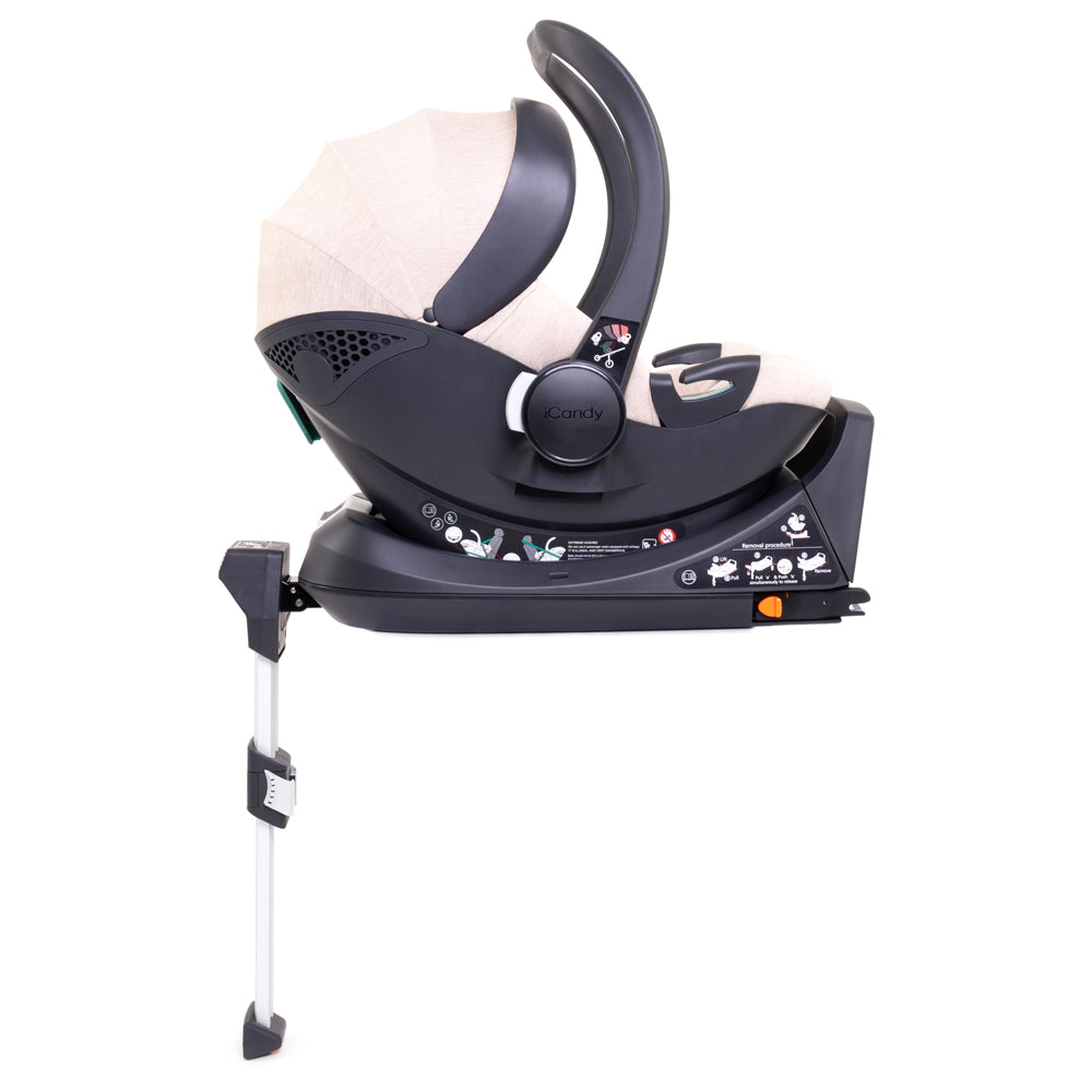 iCandy Peach 7 Twin Pushchair Travel System Bundle with Cocoon iSize Car Seat & Base - Biscotti