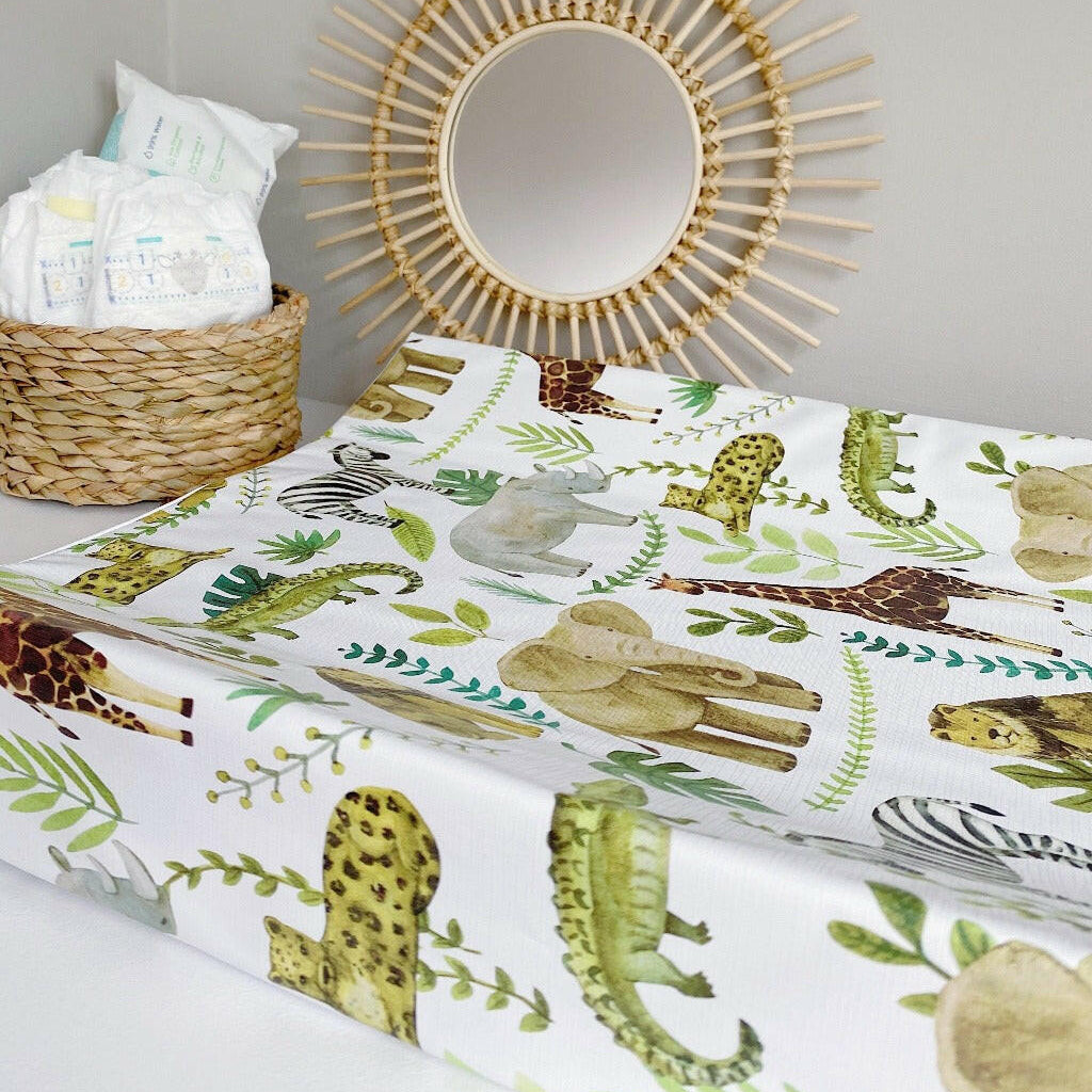 Anti-Roll Wedge Changing Mat - Safari Animals Print