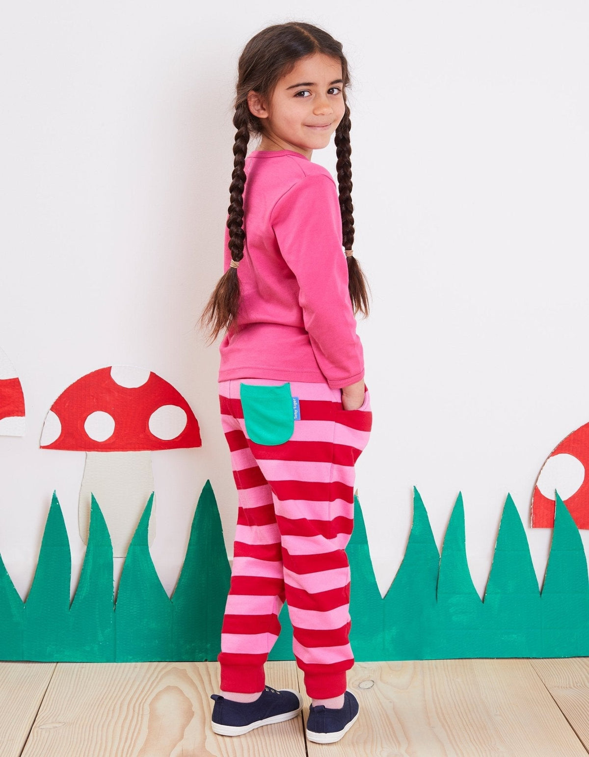 Toby Tiger Organic Red Pink Striped Joggers