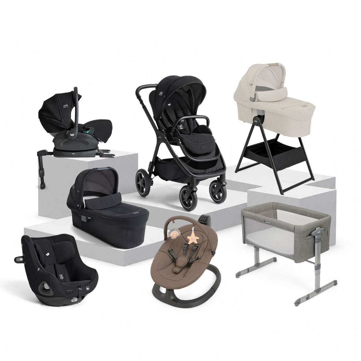 Joie Finiti Signature Flex i-Level Recline 360 Birth & Beyond Bundle - Eclipse
