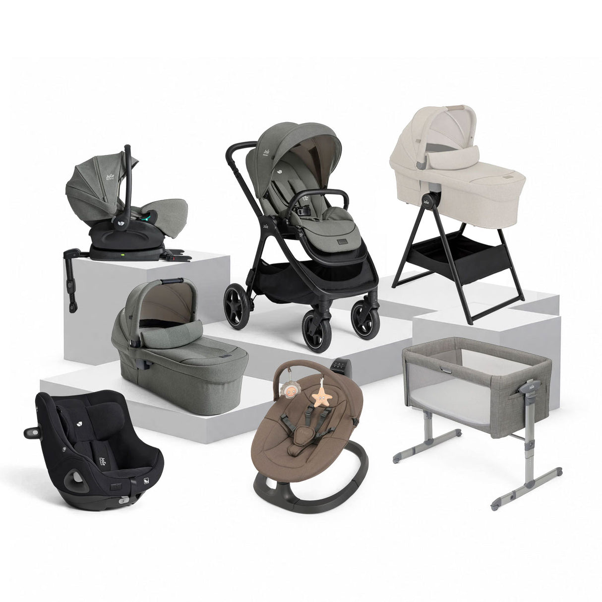 Joie Finiti Signature Flex i-Level Recline 360 Birth & Beyond Bundle - Evergreen