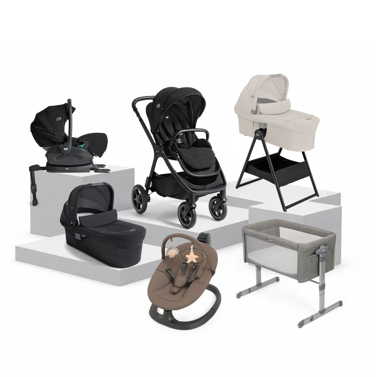 Joie Finiti Signature Flex i-Level Recline 360 Car Seat & Nursery Essentials Bundle - Eclipse