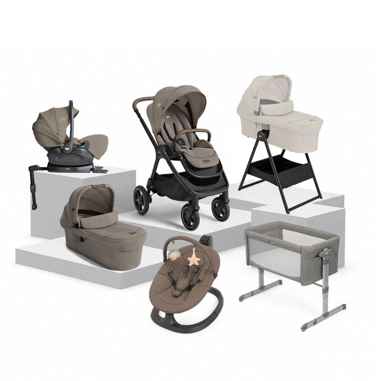 Joie Finiti Signature Flex i-Level Recline 360 Car Seat & Nursery Essentials Bundle - Maple