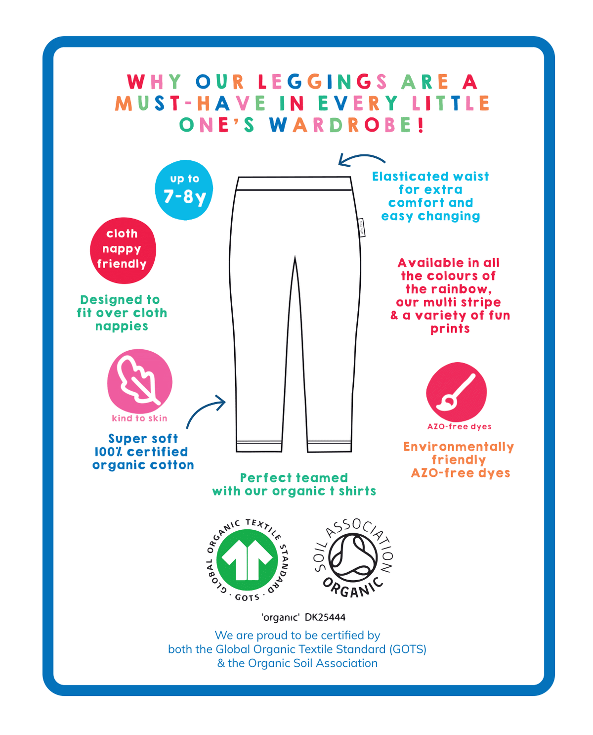 Toby Tiger Organic Multi Rainbow Leggings