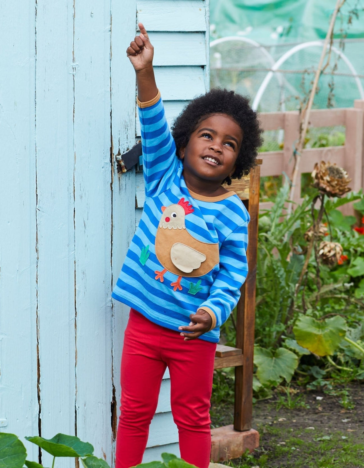 Toby Tiger Organic Clucky Chicken Applique Long-Sleeved T-Shirt