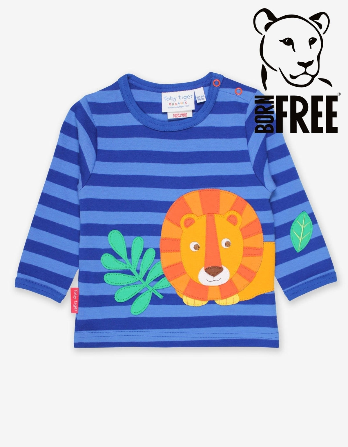 Toby Tiger Organic Born Free Lion Applique Long-Sleeved T-Shirt