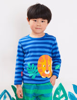 Toby Tiger Organic Born Free Lion Applique Long-Sleeved T-Shirt