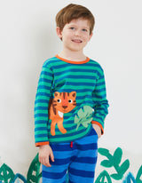 Toby Tiger Organic Born Free Tiger Applique Long-Sleeved T-Shirt