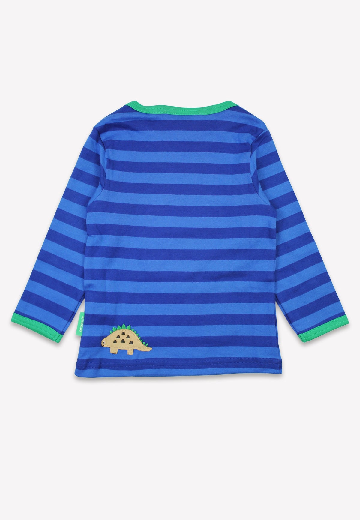 Toby Tiger Organic Blue Tonal Dinosaur Applique Long-Sleeved T-Shirt