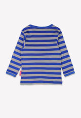 Toby Tiger Organic Blue Fire Engine Applique Long-Sleeved T-Shirt