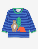 Toby Tiger Organic Camping Bear Applique Long-Sleeved T-Shirt