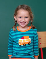 Toby Tiger Organic Campervan Applique Long-Sleeved T-Shirt