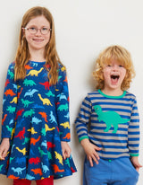 Toby Tiger Organic T-Rex Applique Long-Sleeved T-shirt
