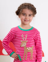Toby Tiger Organic Fawn Applique Long-Sleeved T-Shirt