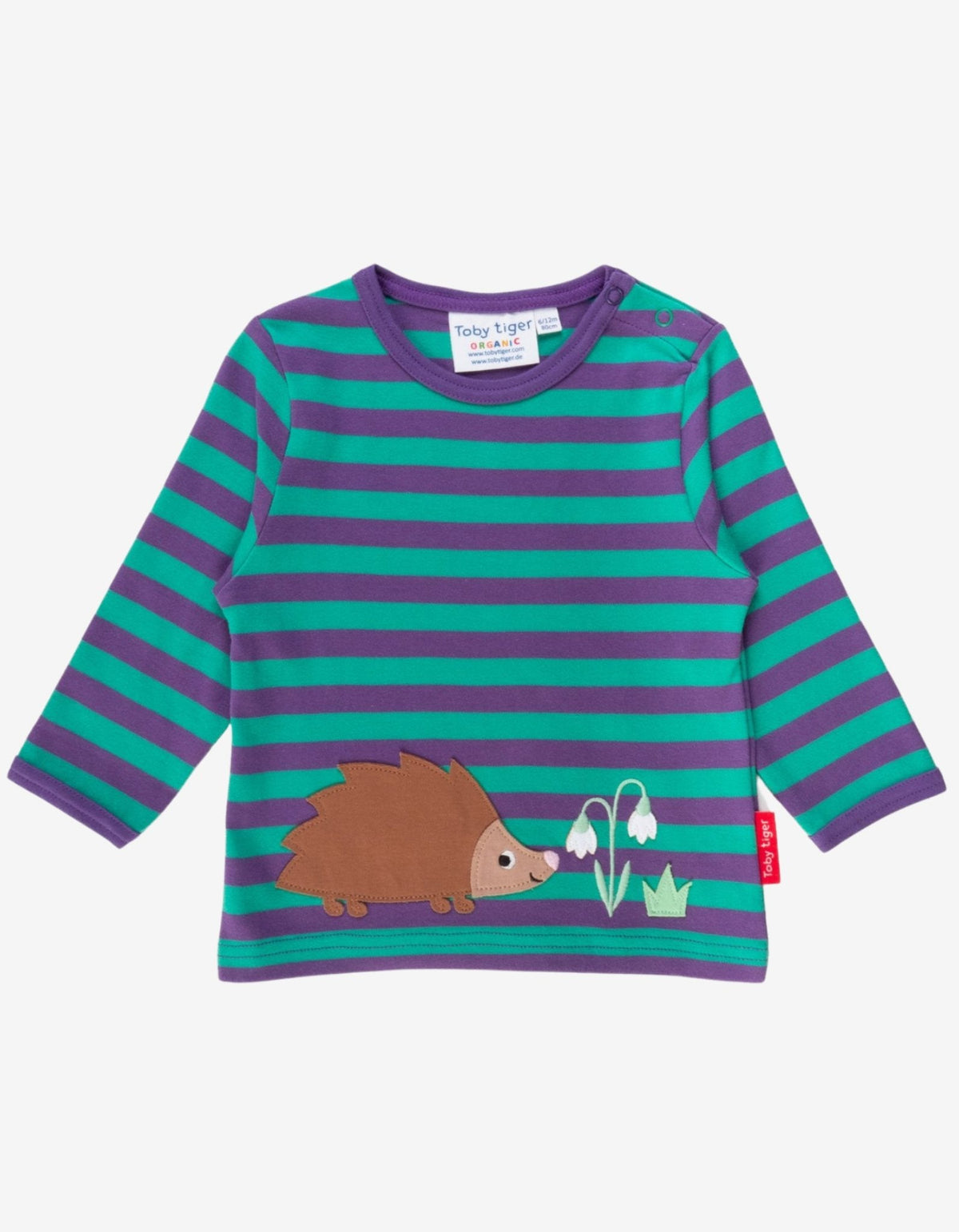 Toby Tiger Organic Hedgehog Applique Long-Sleeved T-Shirt
