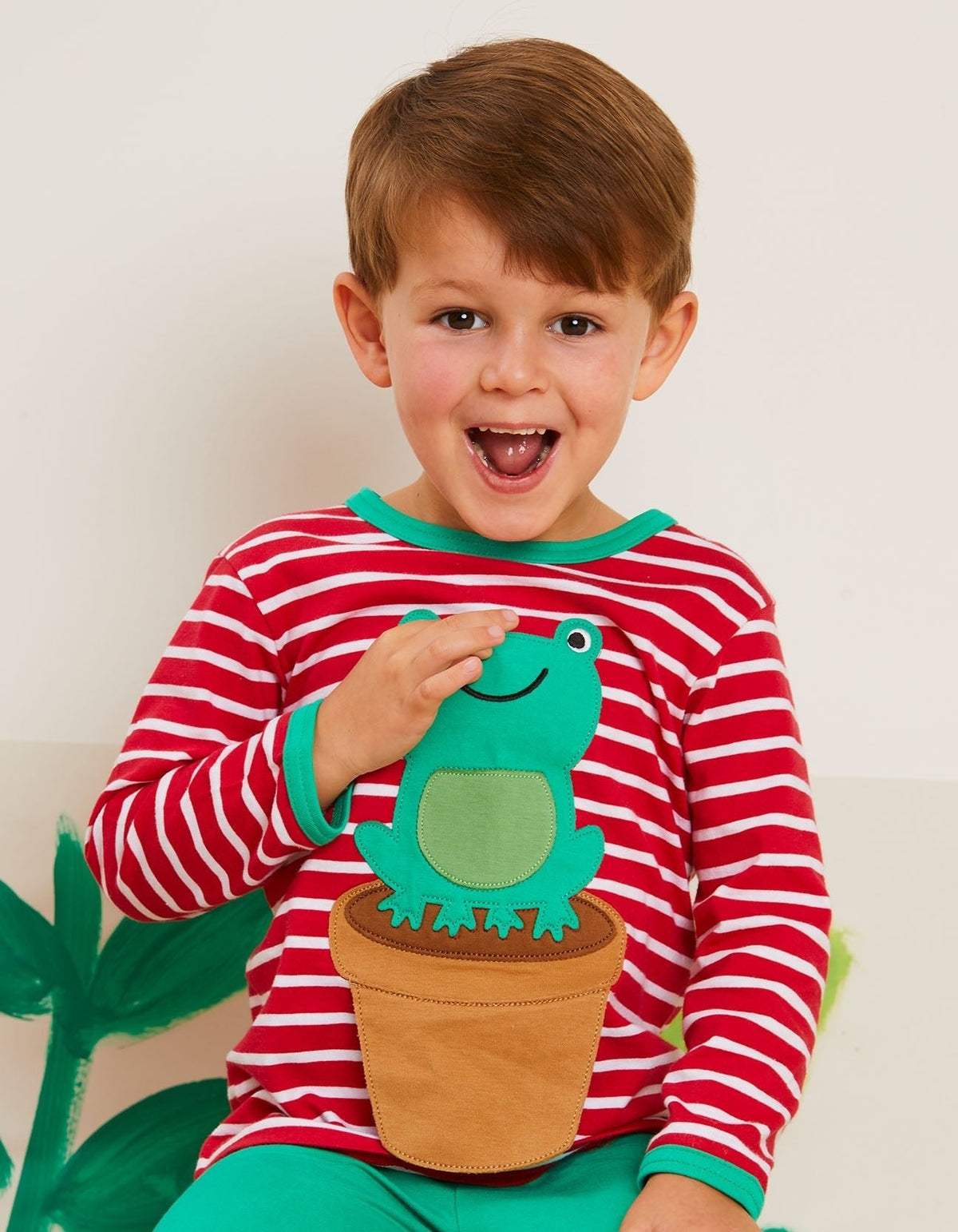 Toby Tiger Organic Frog Applique Long-Sleeved T-Shirt