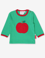 Toby Tiger Organic Green Apple Applique Long-Sleeved T-Shirt