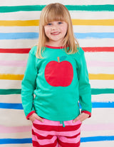 Toby Tiger Organic Green Apple Applique Long-Sleeved T-Shirt