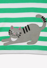 Toby Tiger Organic Green Kitten Applique Long-Sleeved T-Shirt