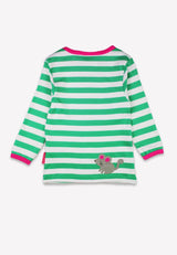 Toby Tiger Organic Green Kitten Applique Long-Sleeved T-Shirt
