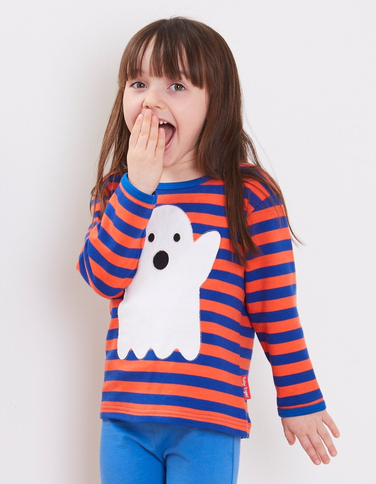 Toby Tiger Organic Halloween Ghost Applique Long-Sleeved T-Shirt
