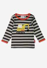 Toby Tiger Organic Grey Digger Applique Long-Sleeved T-shirt