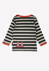 Toby Tiger Organic Grey Digger Applique Long-Sleeved T-shirt