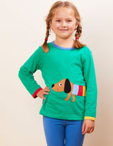 Toby Tiger Organic Multi Sausage Dog Applique Long-Sleeved T-Shirt