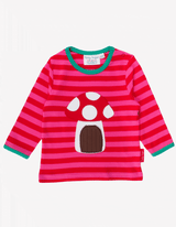 Toby Tiger Organic Mouse and Mushroom Applique Long-Sleeved T-Shirt