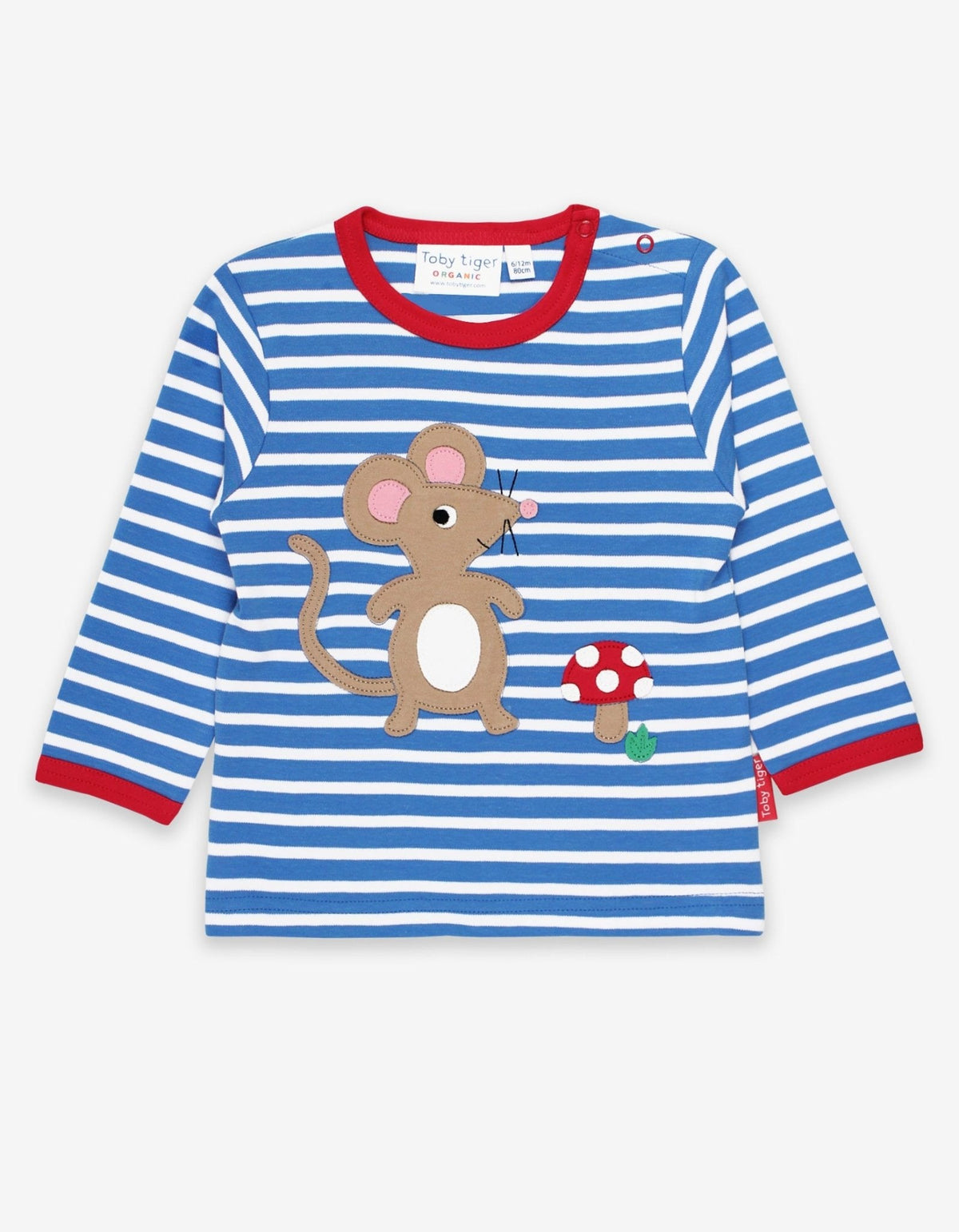 Toby Tiger Organic Mouse and Mushroom Applique Long-Sleeved T-Shirt