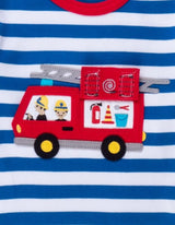 Toby Tiger Organic Fire Engine Applique Long-Sleeved T-Shirt