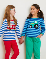 Toby Tiger Organic Tractor Applique Long-Sleeved T-Shirt