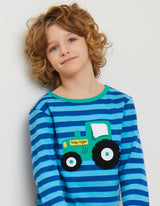 Toby Tiger Organic Tractor Applique Long-Sleeved T-Shirt