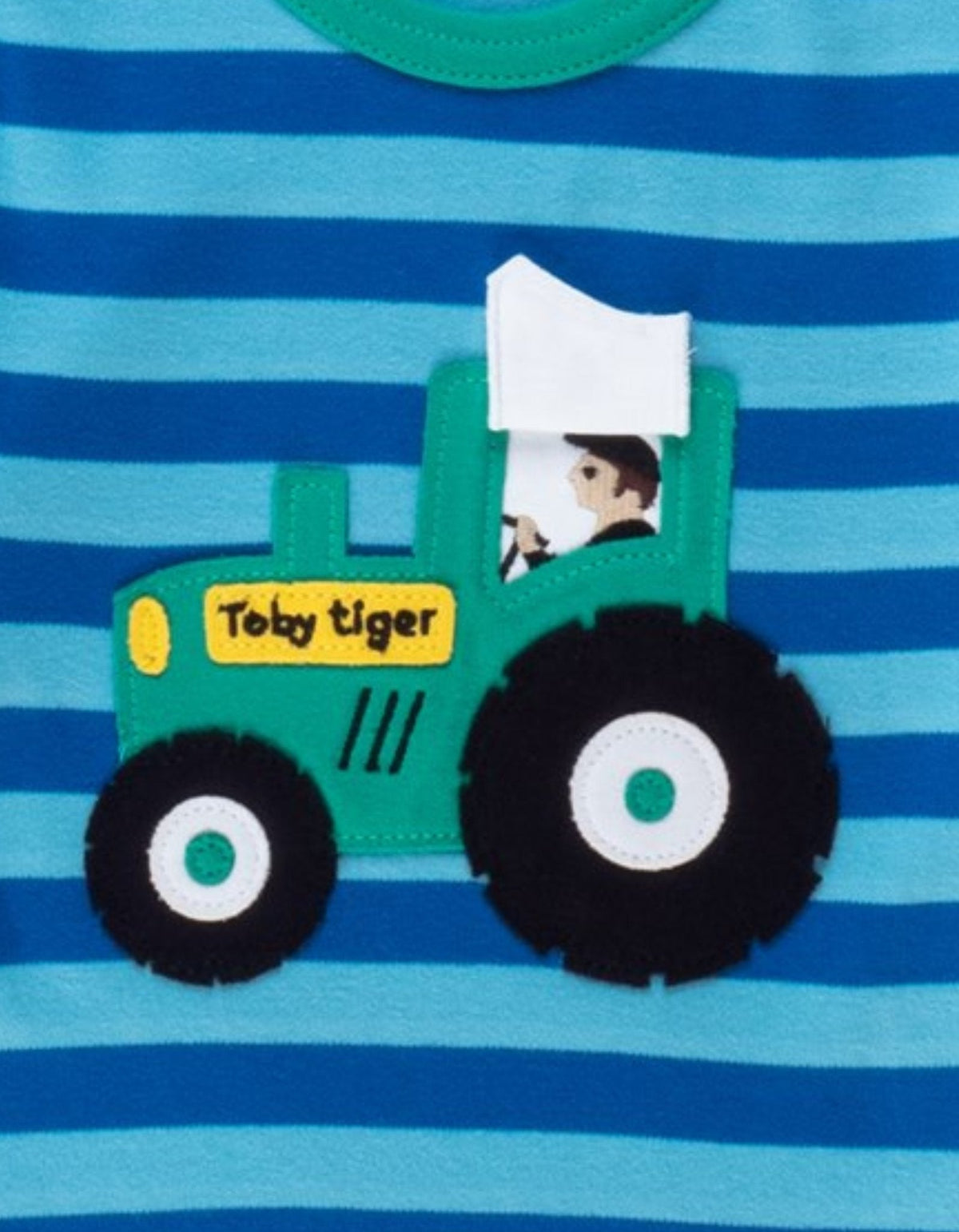 Toby Tiger Organic Tractor Applique Long-Sleeved T-Shirt