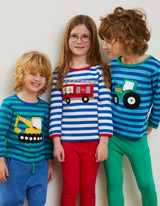 Toby Tiger Organic Tractor Applique Long-Sleeved T-Shirt