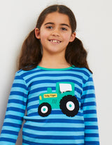 Toby Tiger Organic Tractor Applique Long-Sleeved T-Shirt