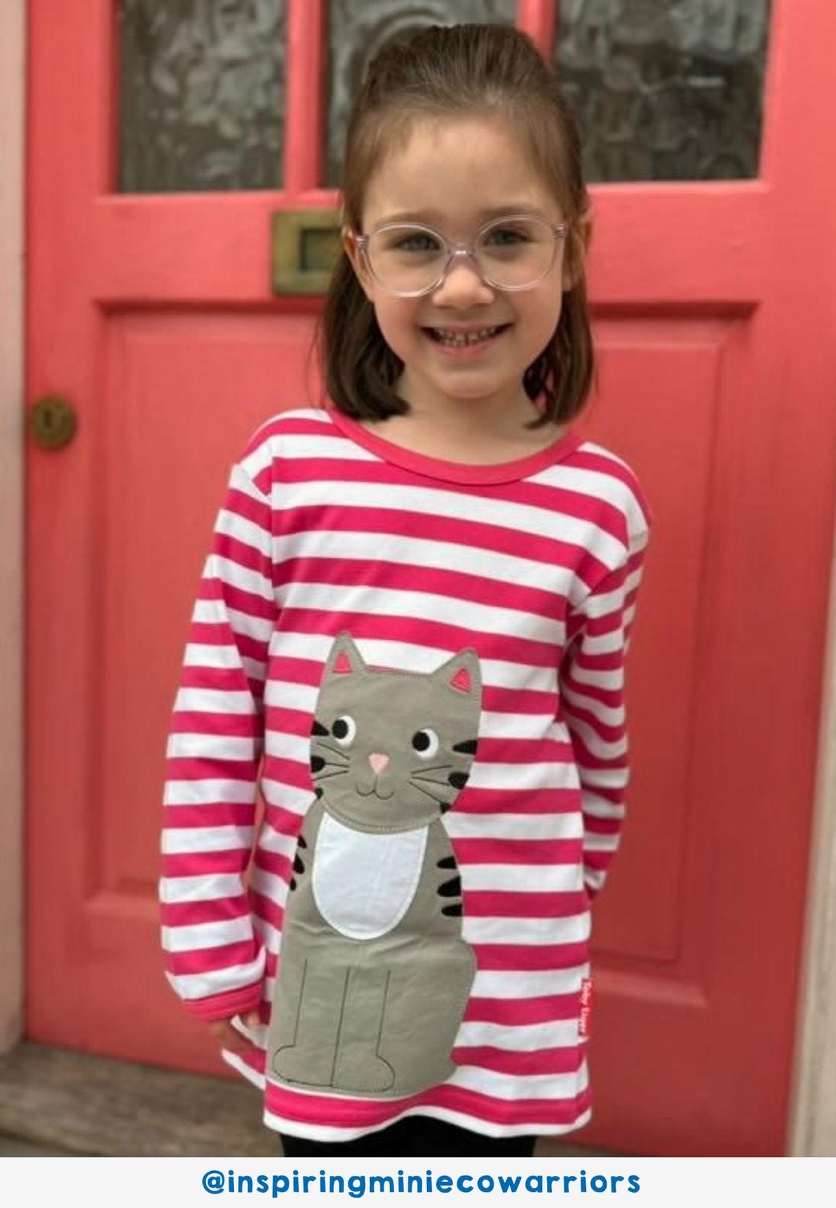 Toby Tiger Organic Pink Kitten Applique Long-Sleeved T-Shirt