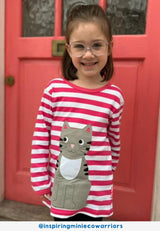 Toby Tiger Organic Pink Kitten Applique Long-Sleeved T-Shirt