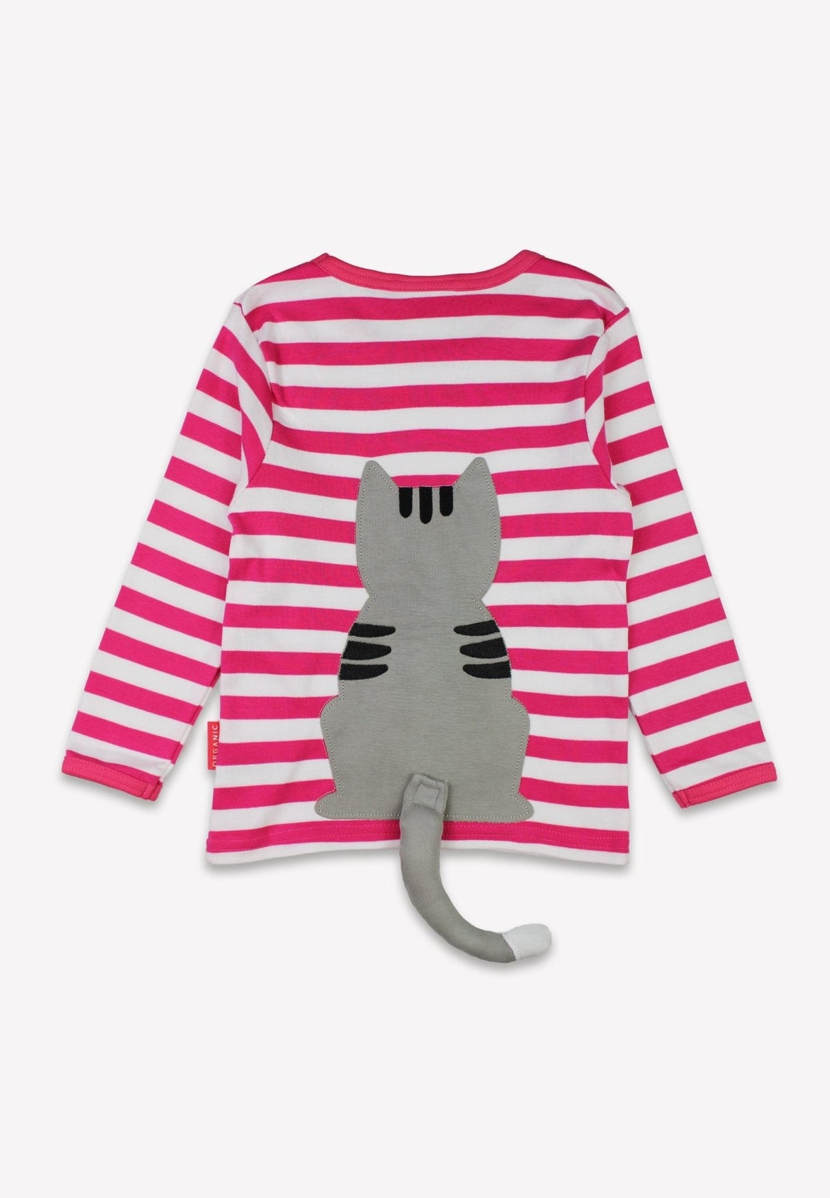 Toby Tiger Organic Pink Kitten Applique Long-Sleeved T-Shirt
