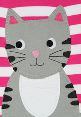 Toby Tiger Organic Pink Kitten Applique Long-Sleeved T-Shirt