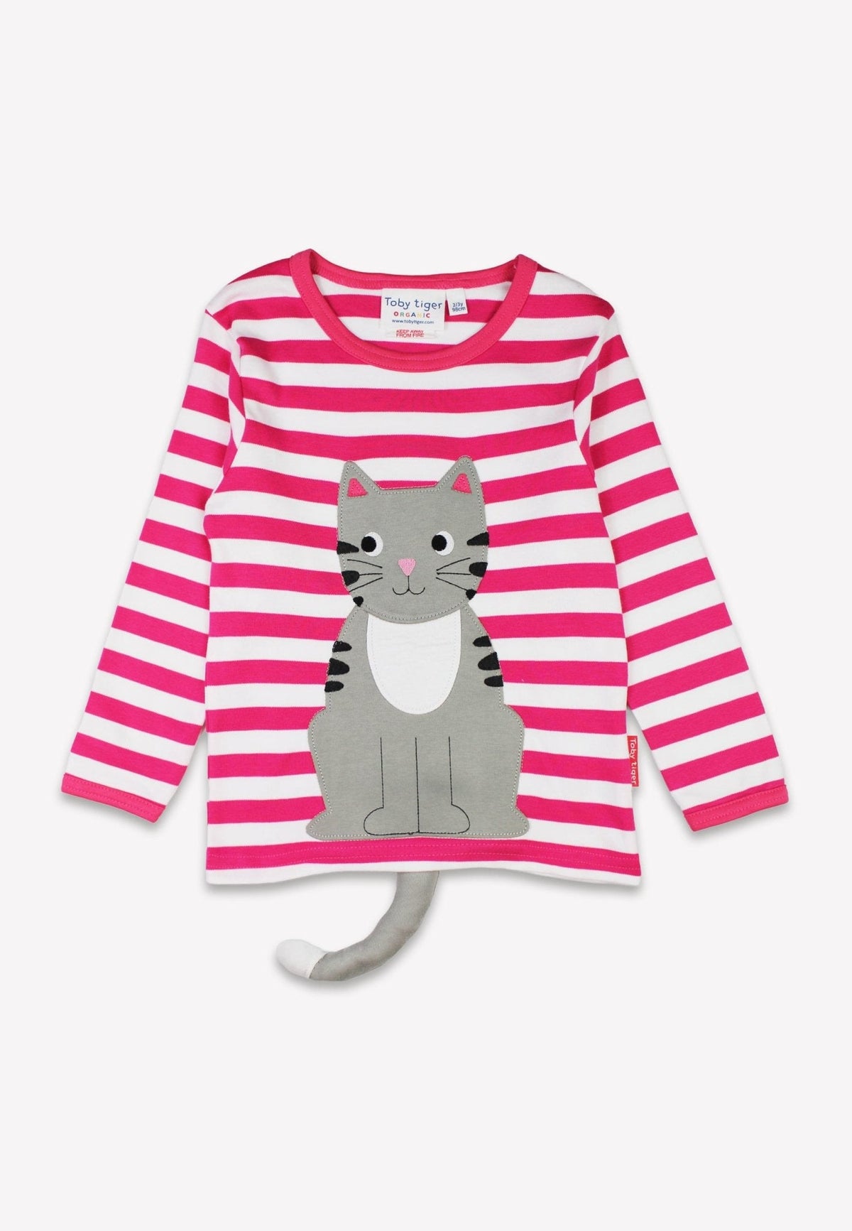 Toby Tiger Organic Pink Kitten Applique Long-Sleeved T-Shirt
