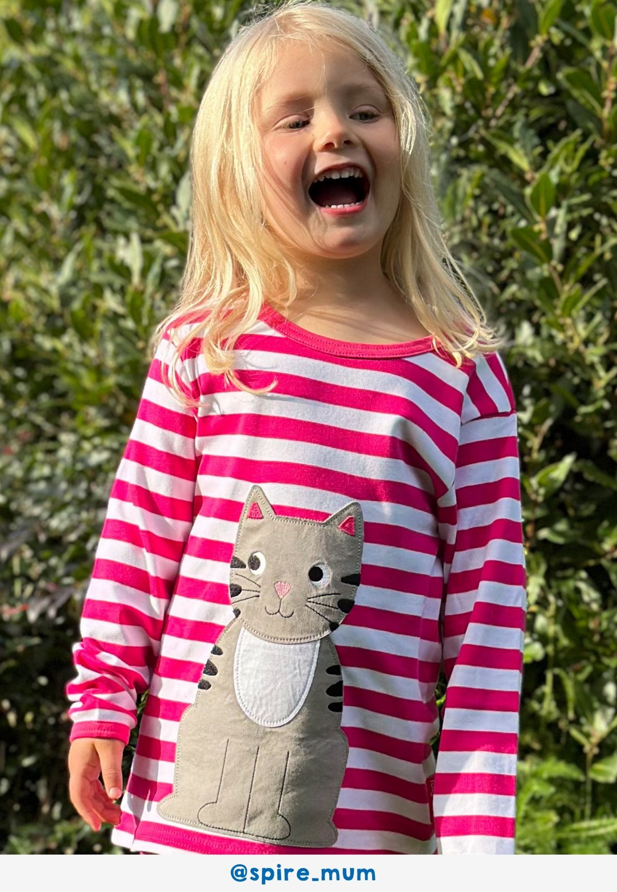 Toby Tiger Organic Pink Kitten Applique Long-Sleeved T-Shirt