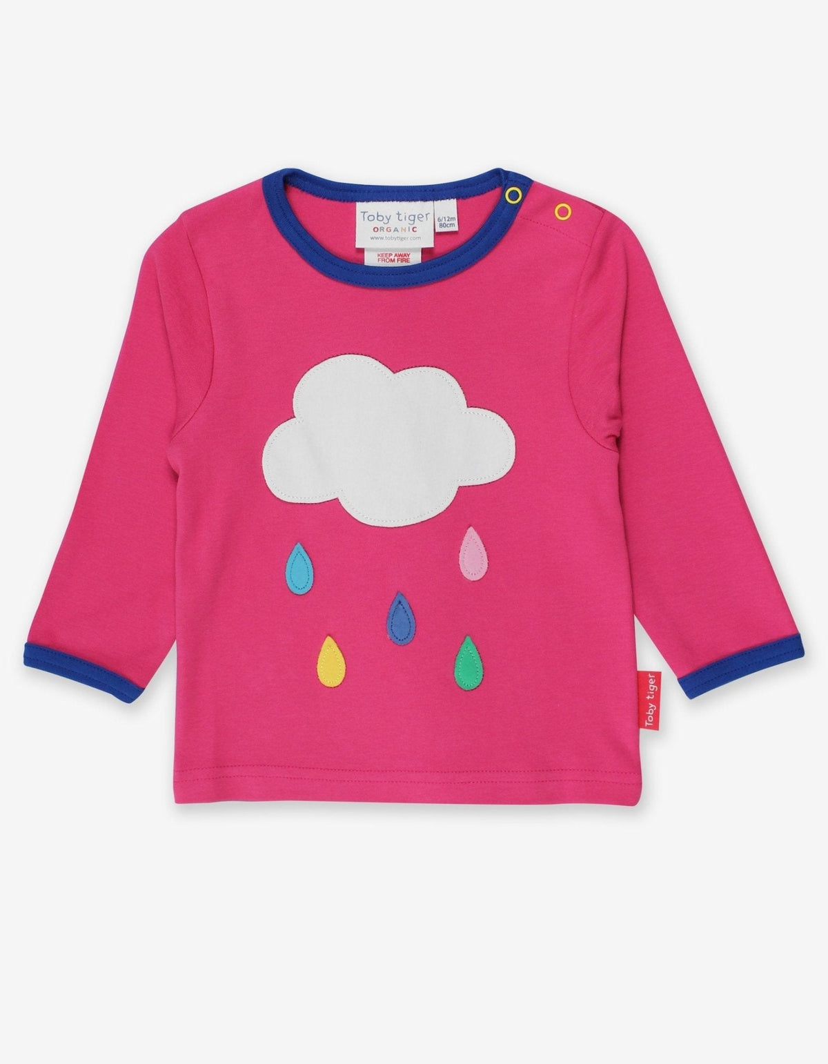 Toby Tiger Organic Pink Cloud Applique Long-Sleeved T-Shirt