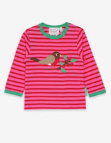 Toby Tiger Organic Robin Applique Long-Sleeved T-Shirt