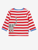 Toby Tiger Organic Tabby Cat Applique Long-Sleeved T-Shirt