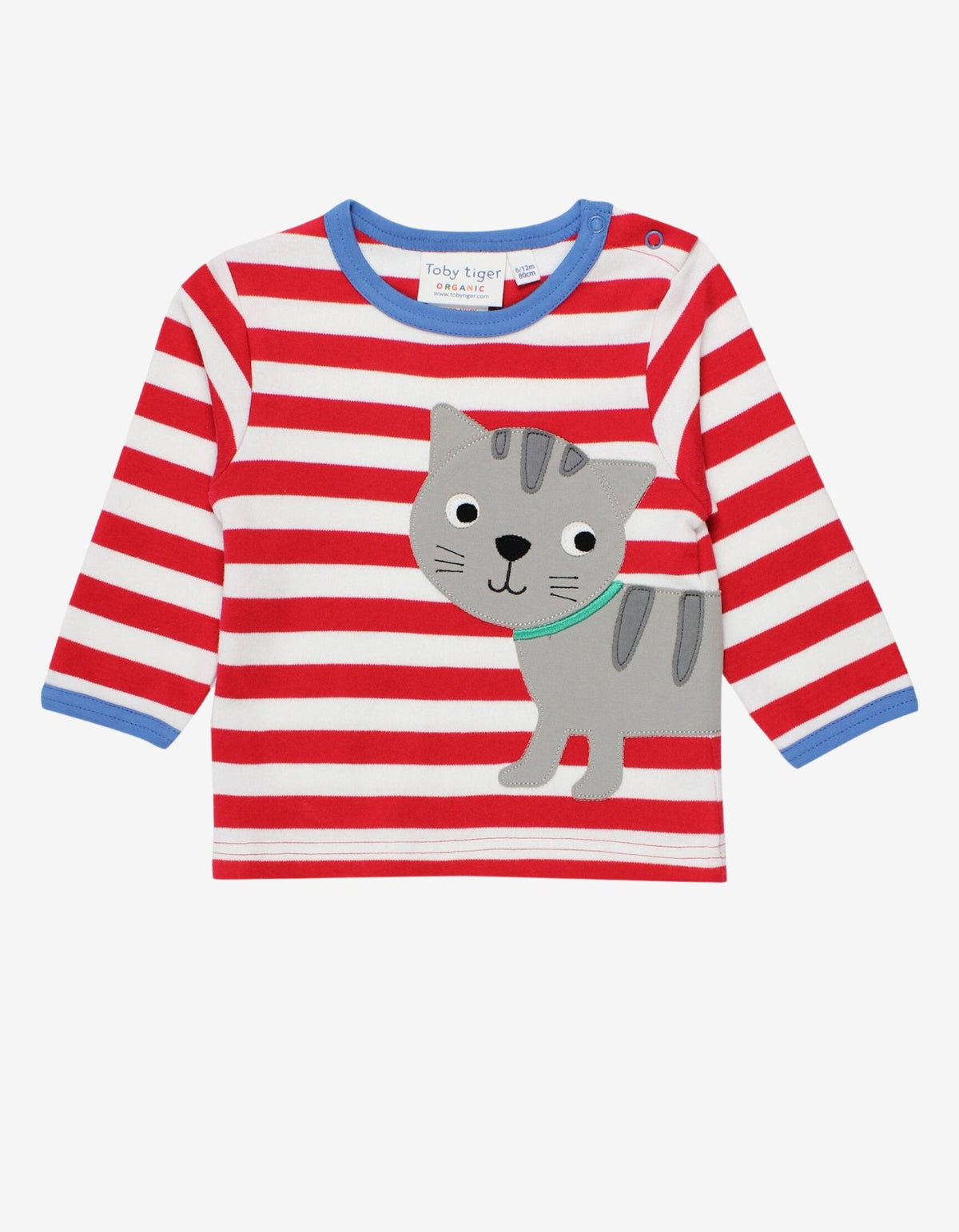 Toby Tiger Organic Tabby Cat Applique Long-Sleeved T-Shirt