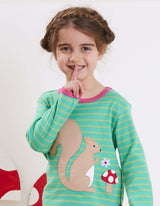 Toby Tiger Organic Squirrel Applique Long-Sleeved T-Shirt